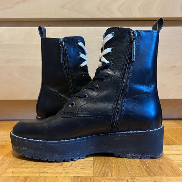 ZARA BLACK LACE UP BOOTS, LIKE NEW SIZE: 6 - Picture 4 of 5